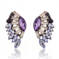 Light Amethyst Angel Wing Crystal Drop Earrings